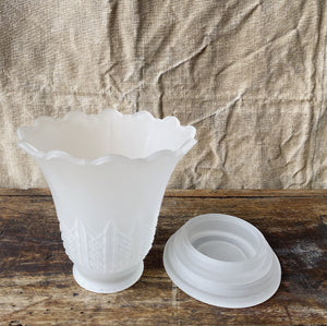 Vintage French frosted glass tulip candle lantern