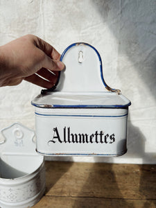 1930s Enamel "Allumettes" wall hanging match box