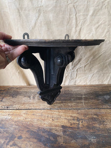 Antique ebonised wood plant shelf