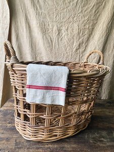 Vintage French extra large wicker basket