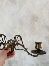 Load image into Gallery viewer, Vintage brass Art Nouveau candle sconce