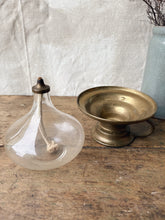 Load image into Gallery viewer, Old brass and glass wick oil lamp