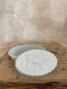 Opaline Milk glass butter dish