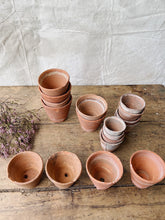 Load image into Gallery viewer, Antique hand thrown terracotta seedling pots