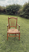 Load image into Gallery viewer, 1940s fruitwood and rush seat armchair