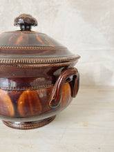 Load image into Gallery viewer, Vintage glazed brown earthenware soup tureen