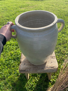 Vintage French very large sandstone urn jar with ear handles