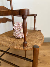 Load image into Gallery viewer, Vintage French ladder back low seat straw armchair