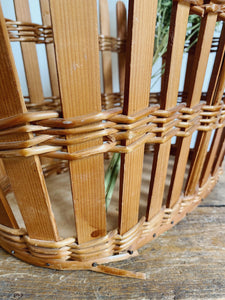 Wood and wicker foraging basket