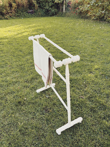 Vintage French painted wood towel stand
