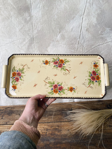 Vintage French ceramic platter with floral design