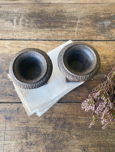 Vintage mini cast iron urns - pair