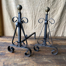 Load image into Gallery viewer, French Decorative cast iron Fire Dogs Andirons