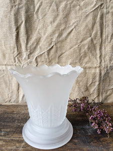 Vintage French frosted glass tulip candle lantern