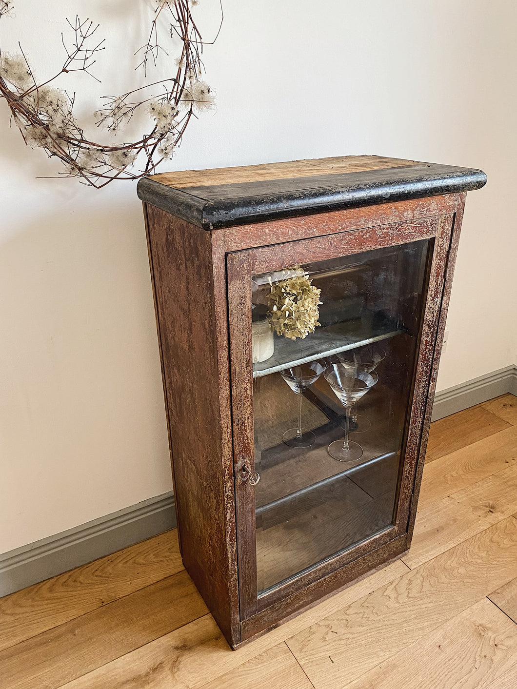 Vintage French glass cabinet