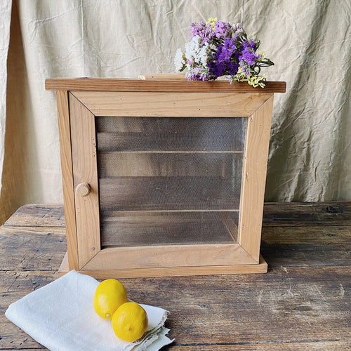 Vintage French Rustic homemade fly cabinet wire food cupboard