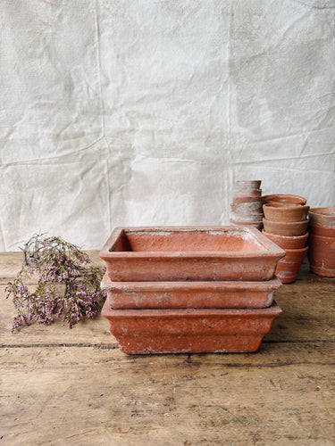 Weathered small terracotta planters