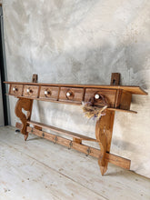 Load image into Gallery viewer, Antique wall shelf with drawers and hooks