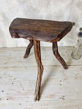 Load image into Gallery viewer, Farmhouse rustic brutalist tripod stool