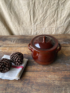 Vintage terracotta pot with lid