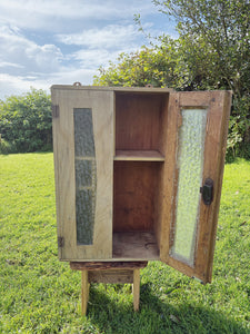 French early 20th century wooden cabinet with textured glass