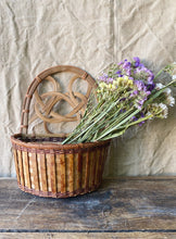 Load image into Gallery viewer, Vintage French 1970s rattan hanging basket