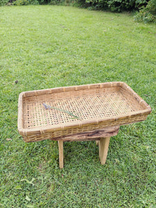 Vintage wicker and bamboo tray
