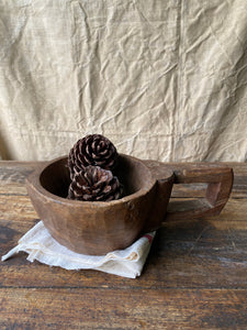 Hand carved wooden handled bowl