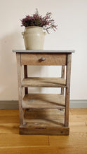 Load image into Gallery viewer, Vintage rustic zinc top console with drawer