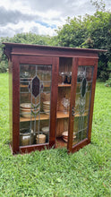 Load image into Gallery viewer, Vintage double door cabinet with lead light and stained glass