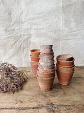 Load image into Gallery viewer, Antique hand thrown terracotta seedling pots