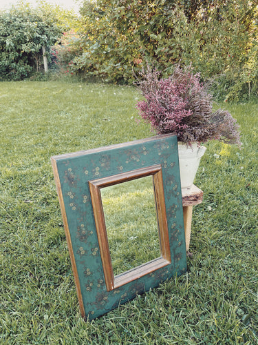 Vintage boho folk art hand painted mirror