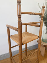 Load image into Gallery viewer, Vintage French high chair in oak and straw seat