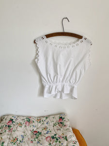 Antique French cotton broderie anglaise camisole (size XS)