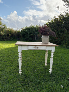 Antique French painted legs table desk with drawer