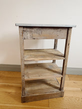 Load image into Gallery viewer, Vintage rustic zinc top console with drawer