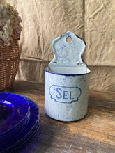Load image into Gallery viewer, Vintage French enamel salt pot