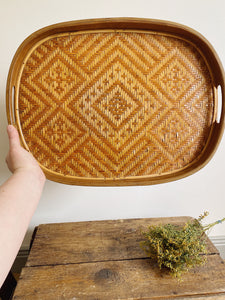 Vintage Indonesian handmade bamboo tray