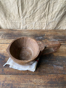 Hand carved wooden handled bowl