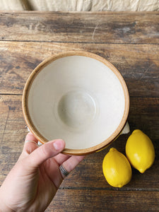 Vintage traditional country stoneware Sandstone bowl - dark rim