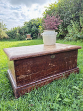 Load image into Gallery viewer, Antique wooden chest with carved panels