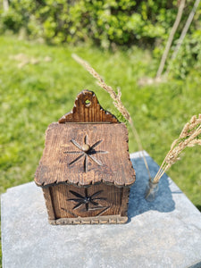 Rustic French hand carved candle box