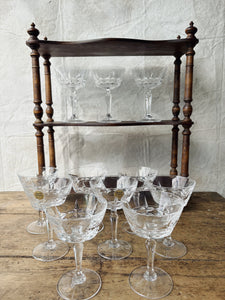 Vintage crystal d’Arques cut glass champagne coupés - set of 10