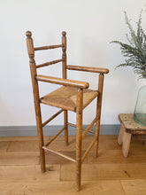 Load image into Gallery viewer, Vintage French high chair in oak and straw seat