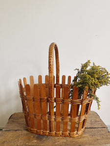 Wood and wicker foraging basket