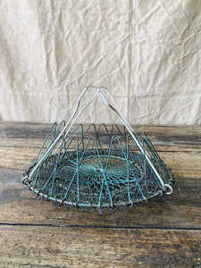 Vintage French collapsible market egg basket