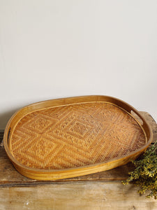 Vintage Indonesian handmade bamboo tray