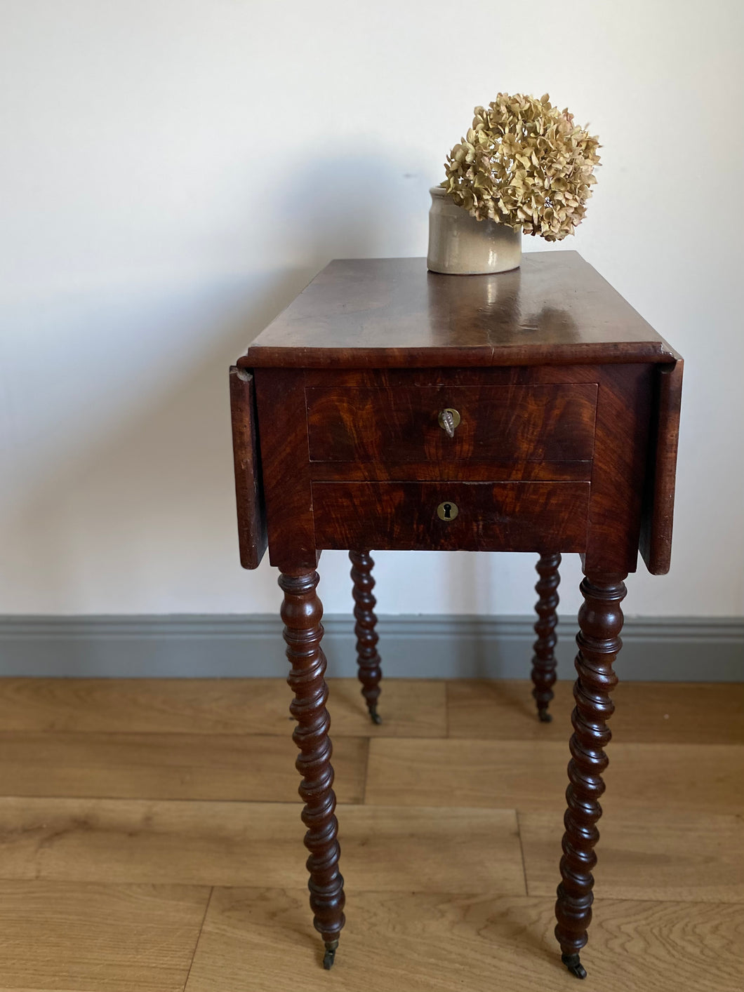 Antique french bobbin leg occasional table