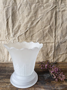 Vintage French frosted glass tulip candle lantern