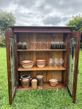 Load image into Gallery viewer, Vintage double door cabinet with lead light and stained glass